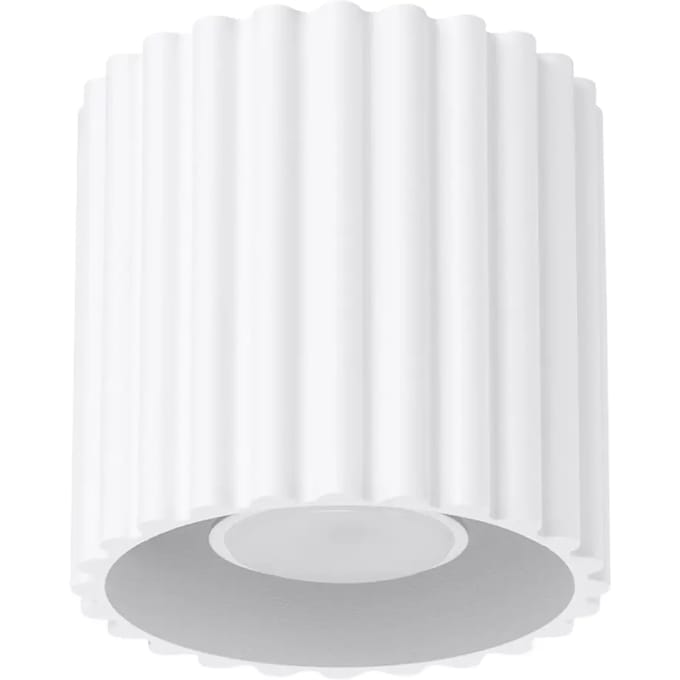 Plafondlamp AURA 1 met geribbeld oppervlak - Sollux Lighting - IP20 - Wit aluminium behuizing - 10 x 10 x 10 cm - 1 x GU10 LED, exclusief lichtbron - Max. 10 W - Minimalistische plafondlamp voor woonkamer, slaapkamer en eetkamer