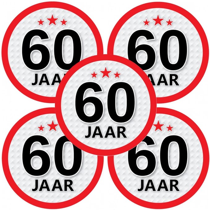 60 jaar leeftijd sticker - 10x - rond - Dia 15 cm - 60 jaar verjaardag - jubileum - leeftijd versiering