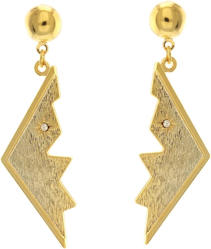 Behave - Dames oorbellen - Goudkleur hanger bliksem design - 5 cm