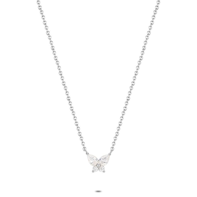 Twice As Nice Halsketting in zilver, vlinder 40cm+5cm