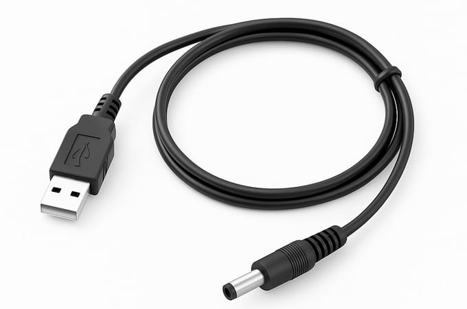 DrPhone DC-Core USB-naar-DC 5V Oplaadkabel – USB A Male naar 3.5 x 1.35 mm DC Plug Kabel