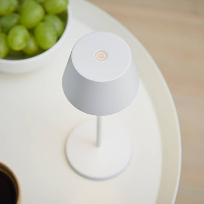 LOOM DESIGN LED tafellamp op accu Modi Micro, IP65, wit