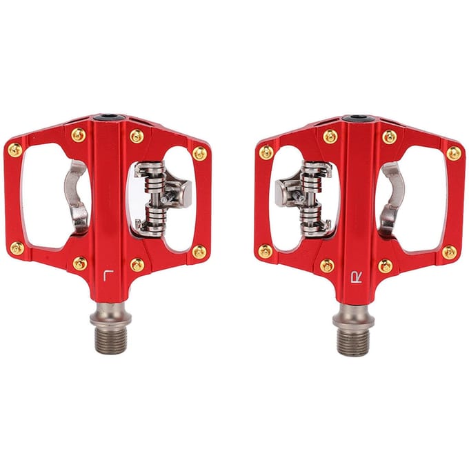 Pédales multi-usages à plateforme double face MEROCA pour VTT SPD, pédales automatiques scellées red