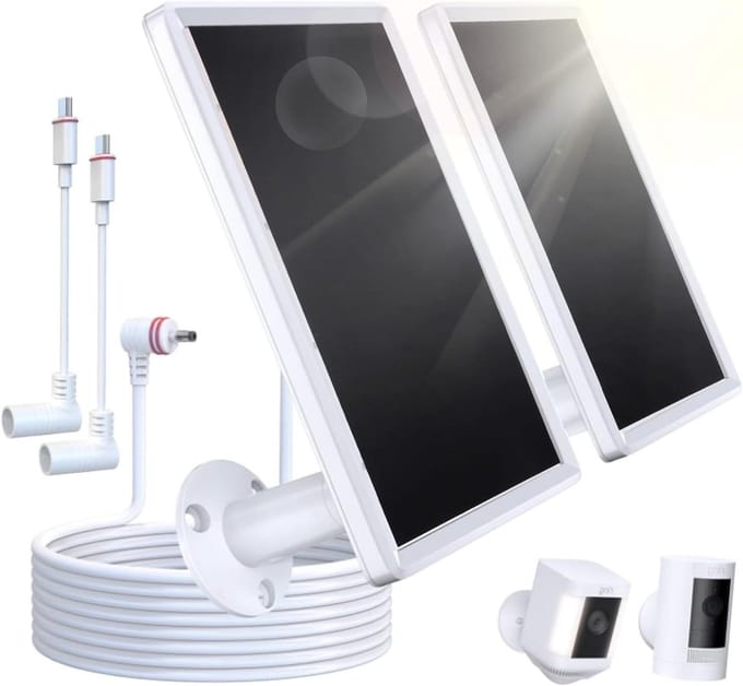 Zonnepaneel Set - Zonneoplader Camera - Continu Stroom - Hoge Conversie - 2 Pack - Zwart