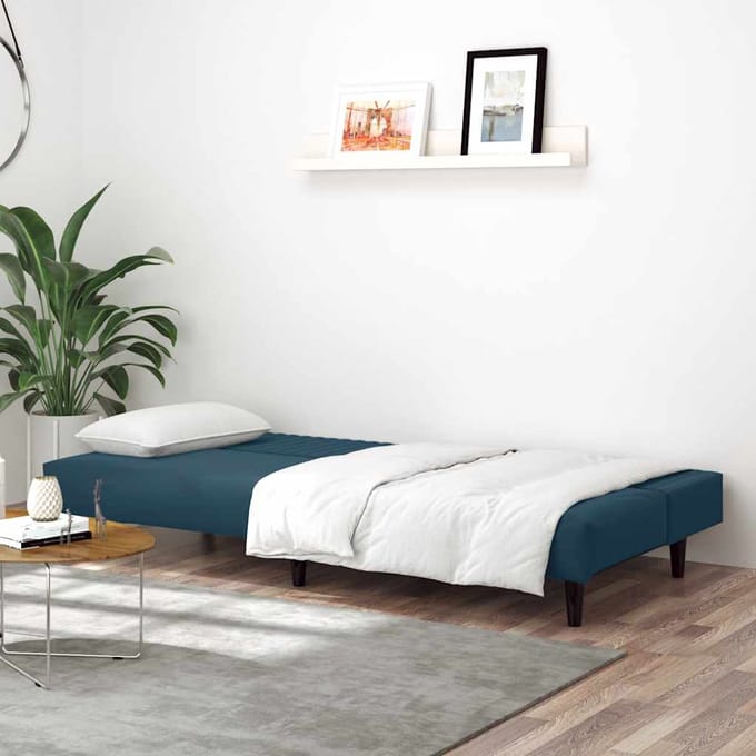 vidaXL - Slaapbank - 2-zits - fluweel - blauw