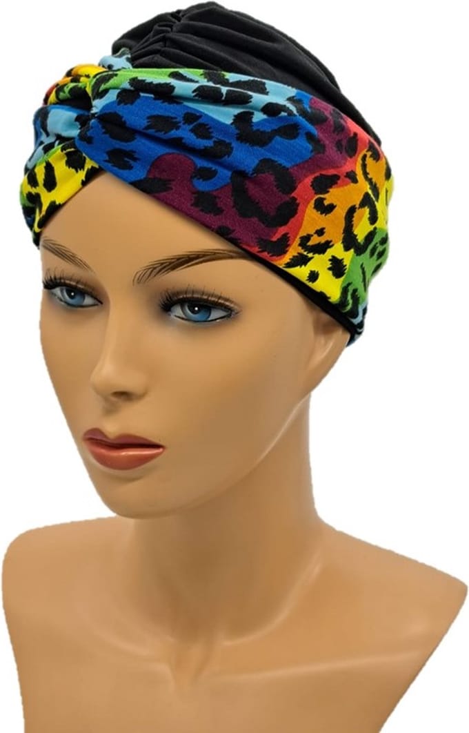 Johnson Headwear - Chemo Muts Dames - Zwart/ kleur camoflage - Chemo Muts - Chemo Cap - Muts - Cap - Hoofddeksel