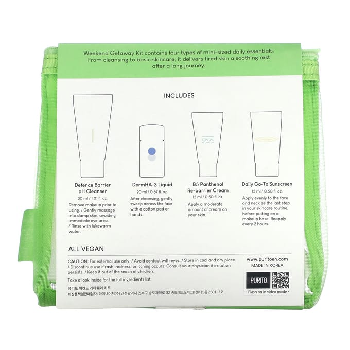 Purito, weekend travel kit, 4-piece kit white