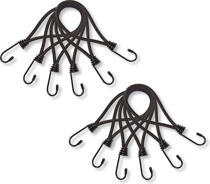 Mini Snelbinders met Haak | Set van 2 Spanelastiek – 12 Stuks | Spanrubbers 20 cm Length | Zwart
