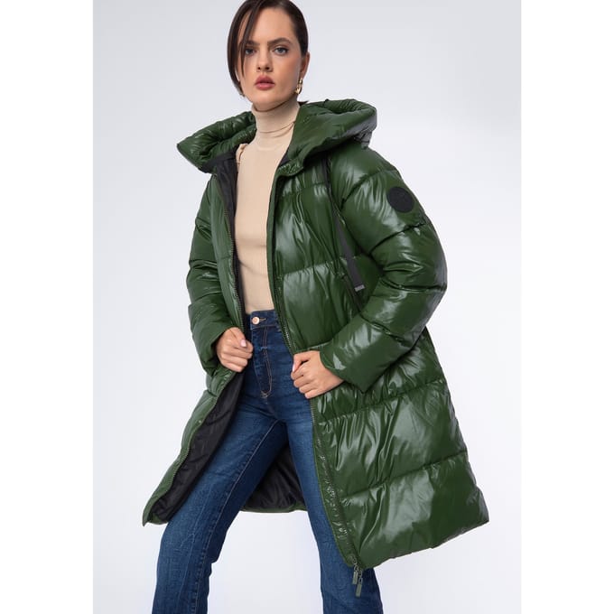 Wittchen Dames Oversized Gewatteerde Jas Groen Nylon