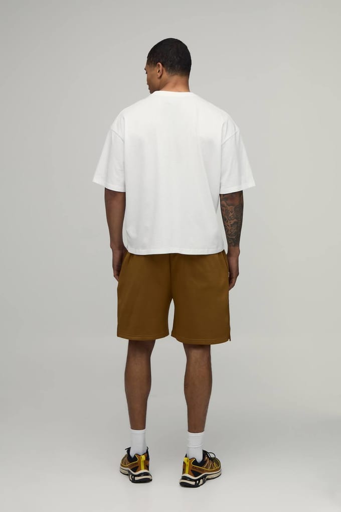 Regular Fit Tricot Short Met Biesdetail | Mustard | Size Medium
