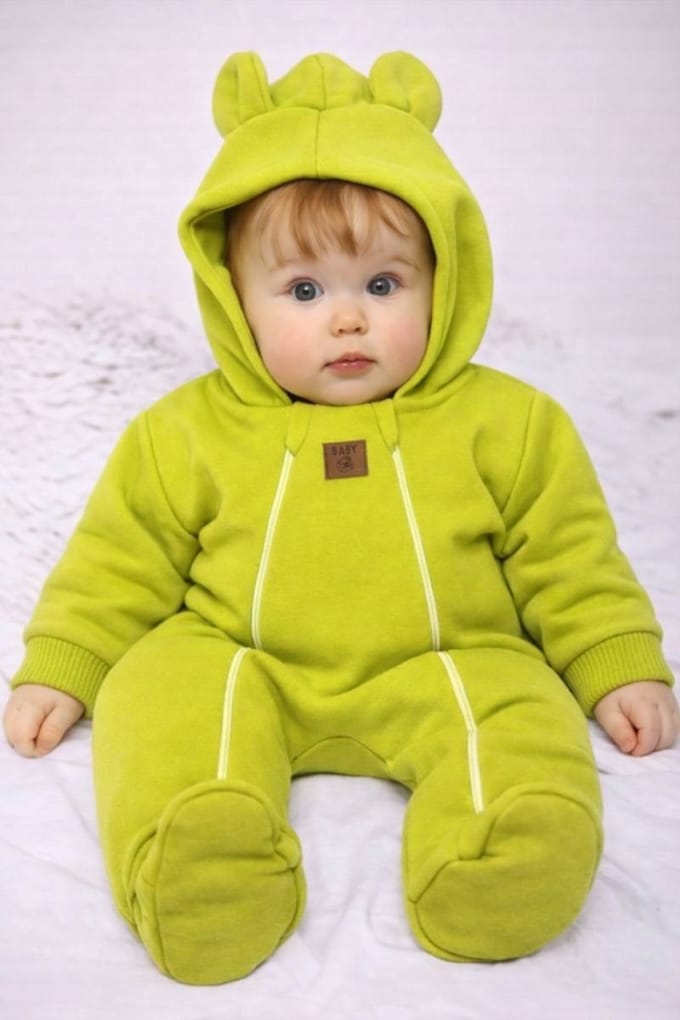 Dartomik - Baby Jumpsuit - Limoengroen - Dubbele Ritssluiting - Voor Lente/Herfst