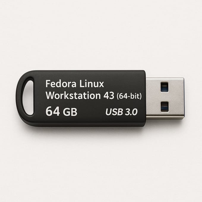Fedora Linux Workstation 44 Live (64-bit) | USB 3.0 64 GB Installatiestick met Nederlandse Handleiding – Open-Source Software