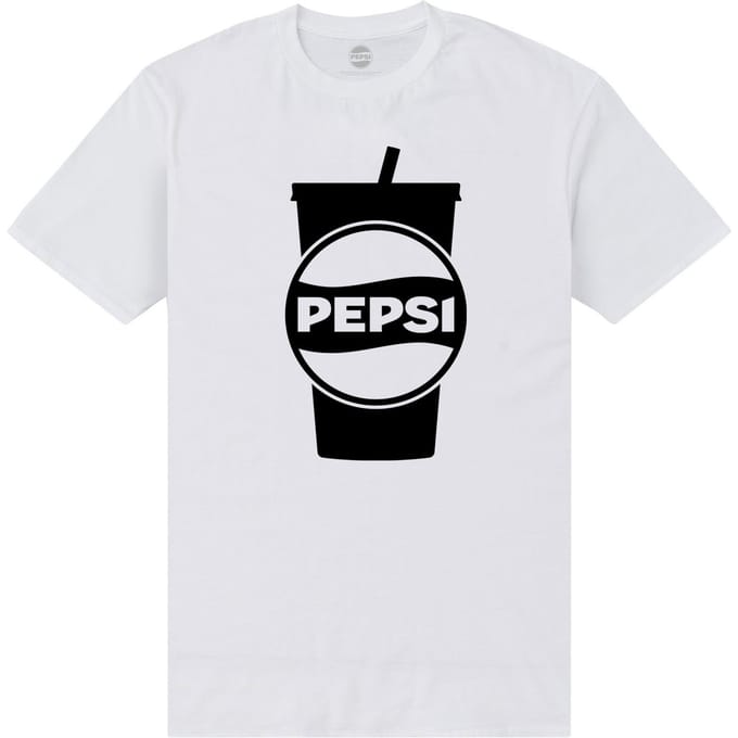 Pepsi Co. Large Cup Men's T-Shirt - White - 4XL