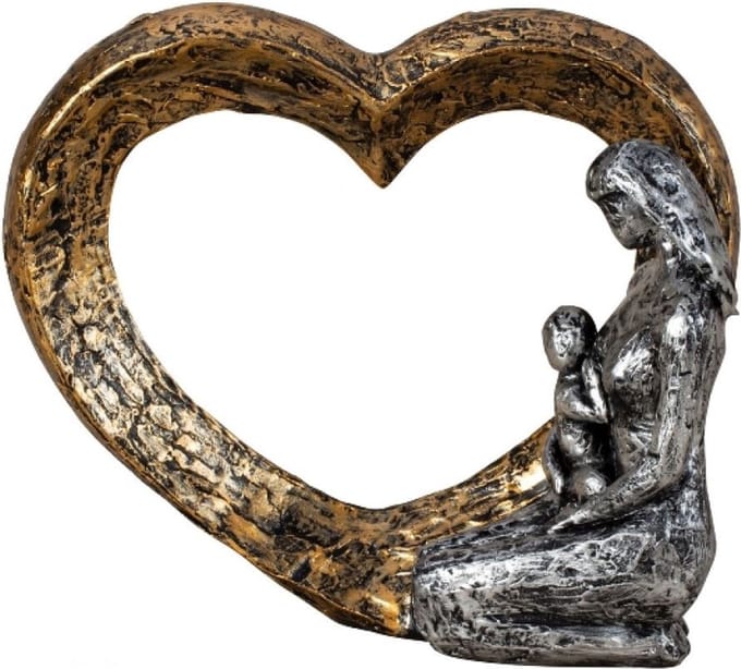Hartsculptuur met moeder en kind 17,5 x 21 cm