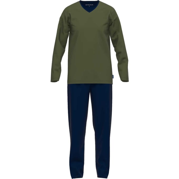 Tom Tailor - Pyjamaset van katoen - Maat 50 - green-dark-horizontal-stripe