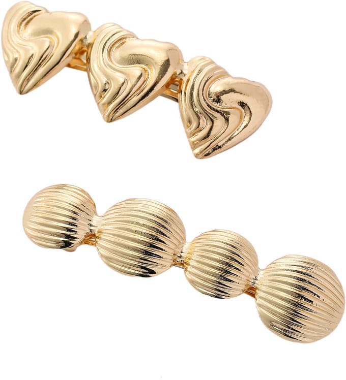 Emilie collection - haarspeld - goudkleurig - 2 stuks - hartjes