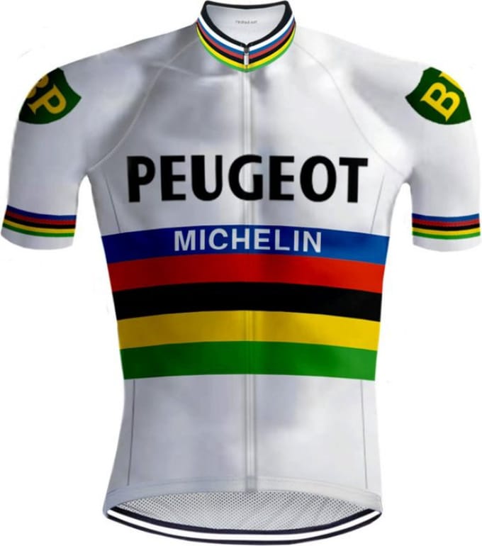 Retro Wielershirt Peugeot Regenboog - REDTED - M
