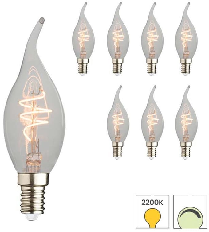 Lybardo - E14 LED Lamp - 8-pack - Kaarslamp - 4.4W Dimbaar - 2200K Extra Warmwit Licht