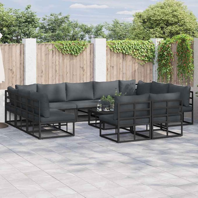vidaXL - Tuinbank - Set - 12 - st - Zwart - Aluminium