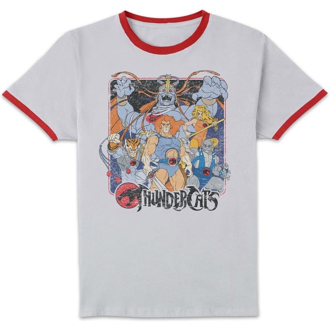 Thundercats Classic Lineup Unisex Ringer T-Shirt - White/Red - M