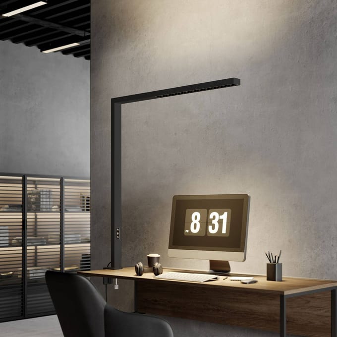 Arcchio LED klemlamp Jolinda, zwart, aluminium, dimbaar