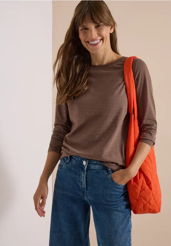 Longsleeve met boothals en strepen