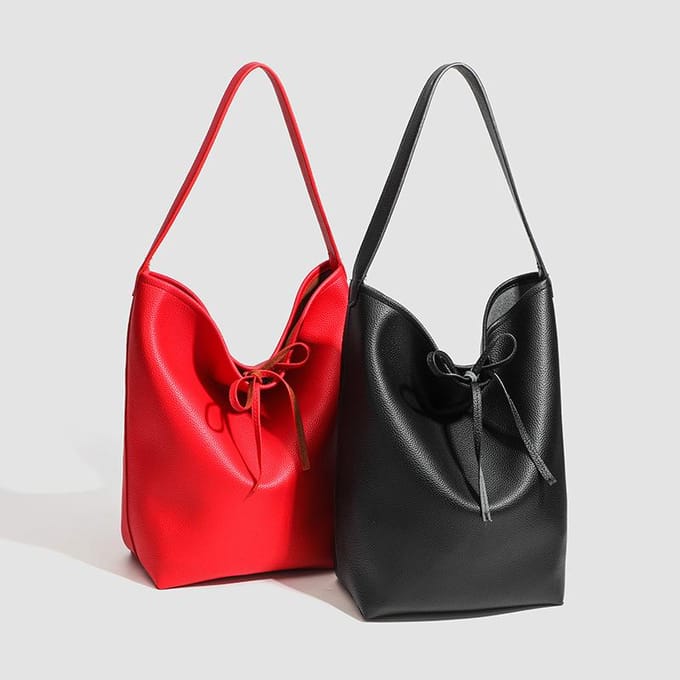 Tas Vrouw Herfst en Winter Niche Design Schoudertas Draagbare Emmer Tas Tote Commutertas red