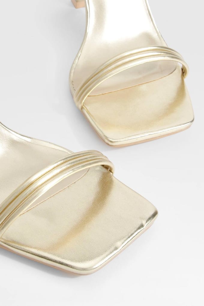 boohoo Dames Triple Strap Wrap Up Hakken | Goud | Maat: 41