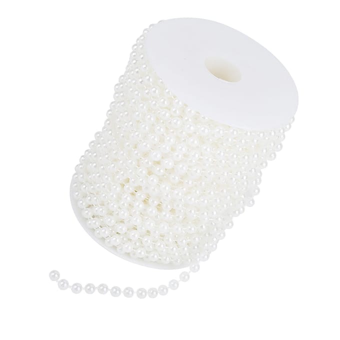 25m/rol Schuurparel Draad Kralen Slingersnoer DIY Bruiloftsdecoratie 6mm(wit) wit