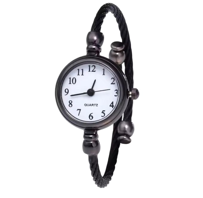 Luxe Dameshorloge - Als Zwarte Armband - Zwart en Wit - RVS