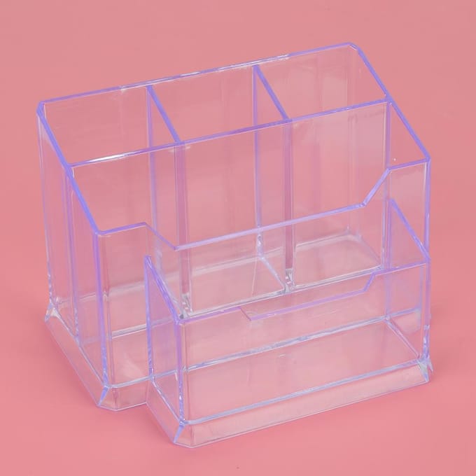 Populaire Kantoorartikel Transparante Multifunctionele Pennenhouder met Kaartenbak in Transparant Wit pink