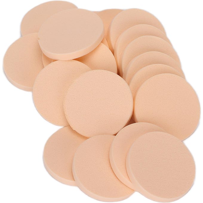 20 STUKS Ronde Make-up Spons Droog en Nat Dubbel Gebruik Herbruikbaar Antibacterieel Rond Poederkwastje voor Make-up beige