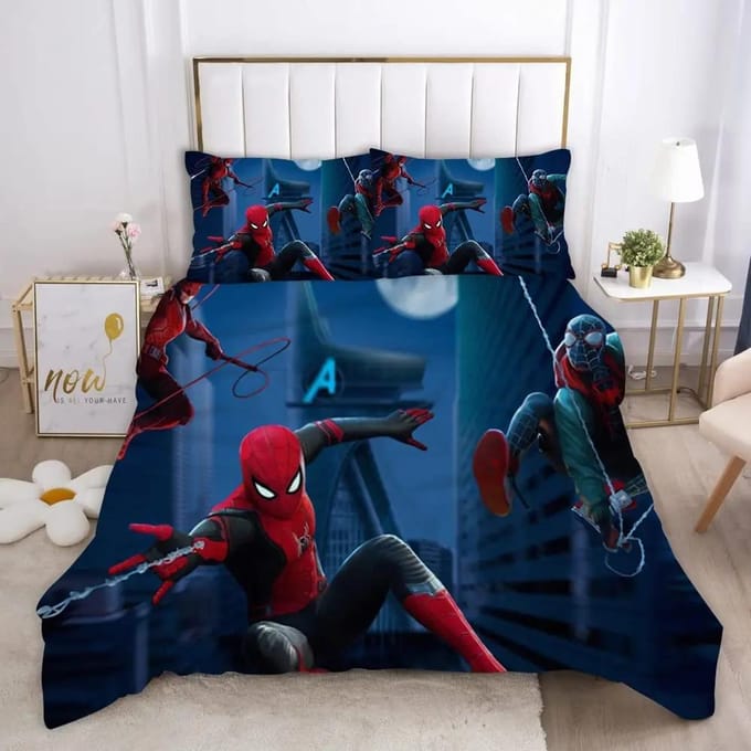 Marvel Comics Spider Man Anime Beddengoed Set Dekbedovertrek 1009 Polyester Geschikt Voor Kinderen En Volwassenen 3-Delige Set 150*200cm 3pcs