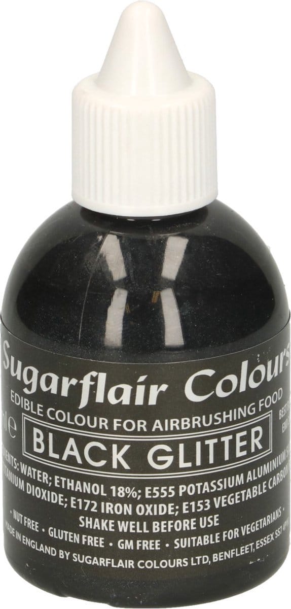 Sugarflair Airbrush Kleurstof - Glitter Zwart - 60ml - Eetbare Kleurstof