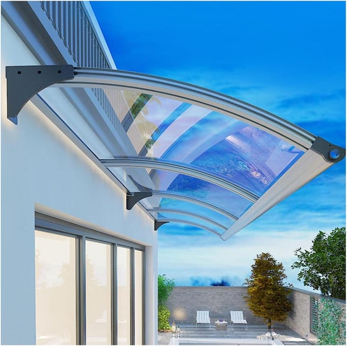 Raamluifel Deur - Buitenluifel Polycarbonaat - Bescherming Buiten - UV Bestendig - 150x120cm - Transparant