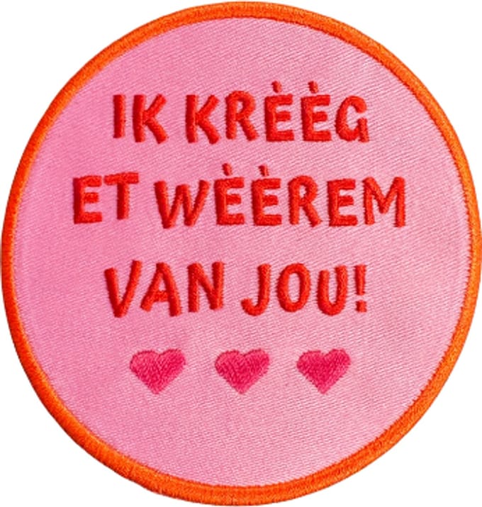 Strijkembleem “ik kreeg et weerem van jou!” – 8 cm
