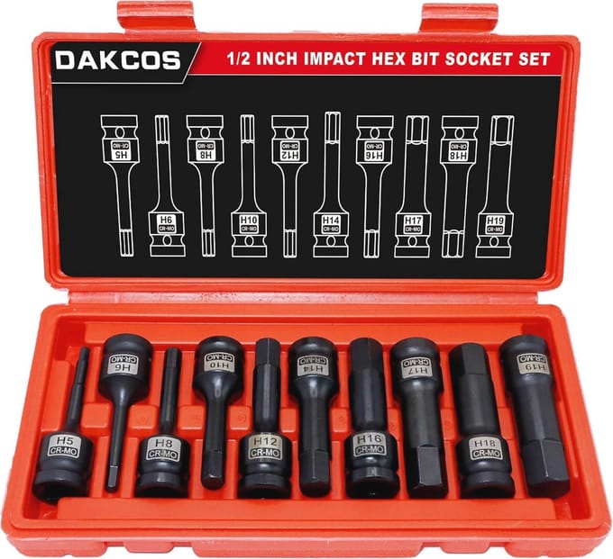 Metrische Impact Inbus Socket Set 10 Stuks 1/2" Drive Hex Bit 5-19MM