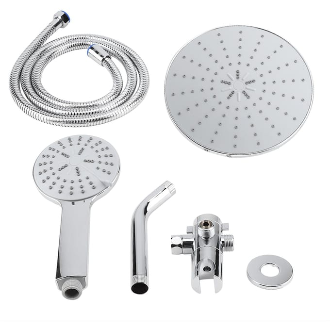 Plaque Chromée Haute Pression 3 Voies Multi-Réglages Style Pluie Combo Double Pommeau de Douche à Main white