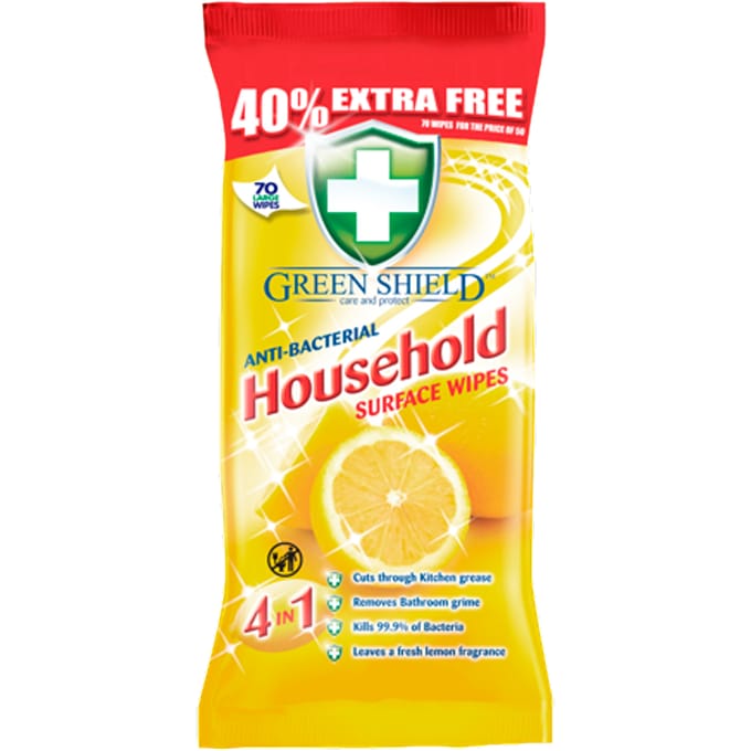 Green Shield Schoonmaakdoekjes Lemon - Antibacterieel - Universeel - 70 stuks