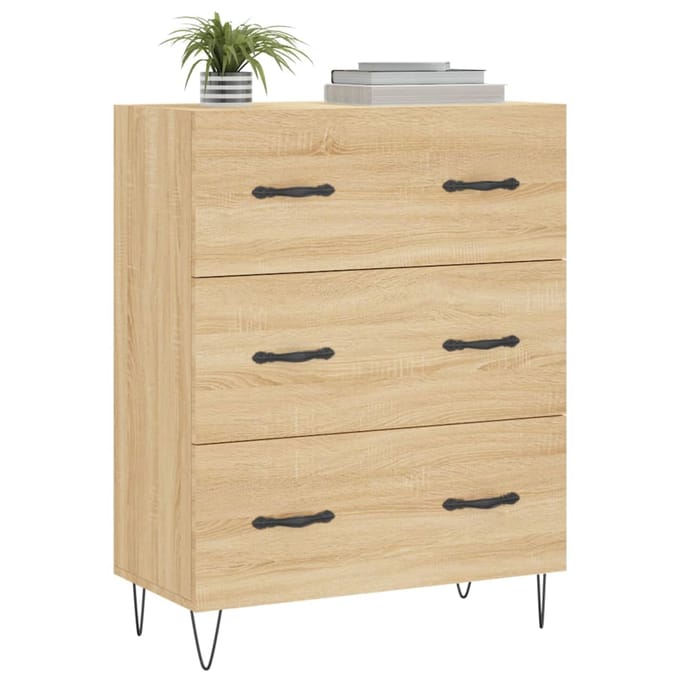 vidaXL - Dressoir - 69,5x34x90 - cm - bewerkt - hout - sonoma - eikenkleurig