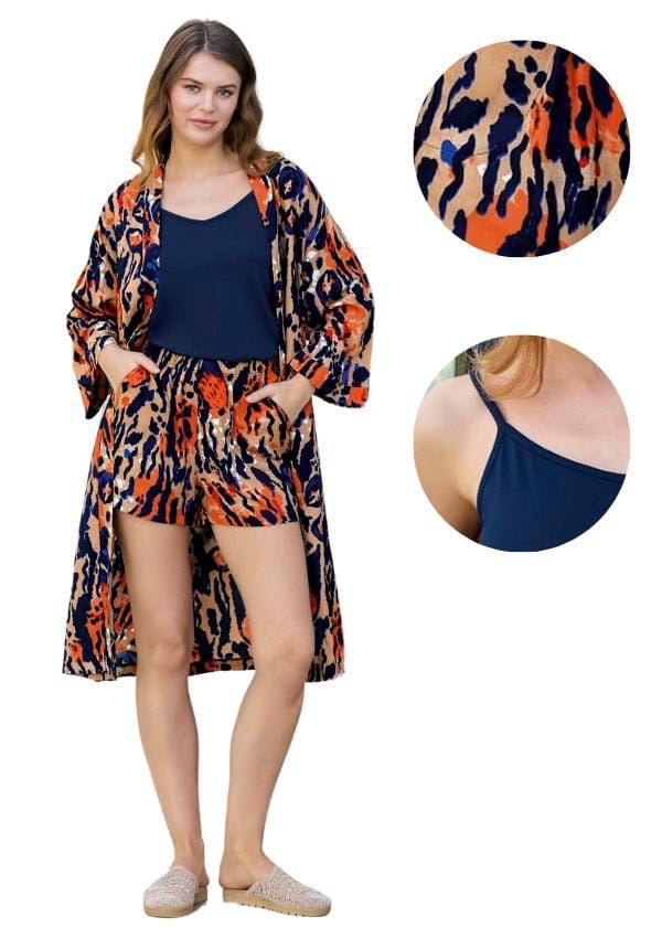 Dames Set Van Viscose Badjas Short En Top Op Brede Bandjes Los Xl