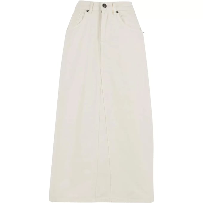 Urban Classics - Soft Denim Midi Lange rok - Taille, 34 inch - Creme
