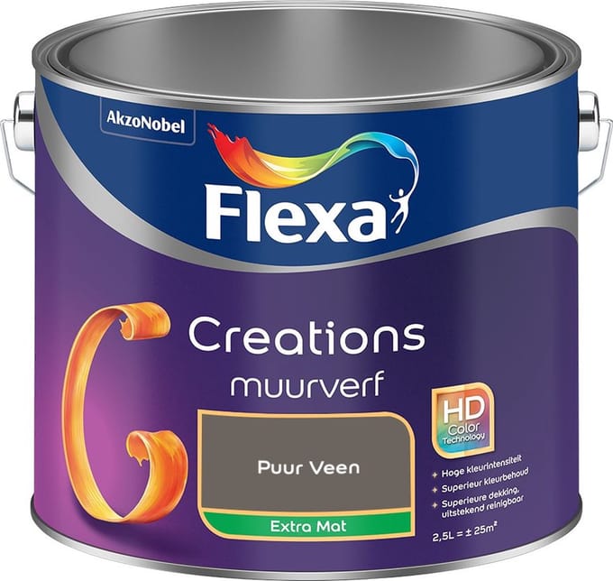 Flexa - Creations Muurverf Extra Mat - Puur Veen - Mengverf - 2,5 L