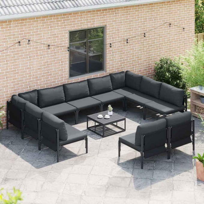 vidaXL - Tuinbank - Set - 12 - st - Zwart - Staal