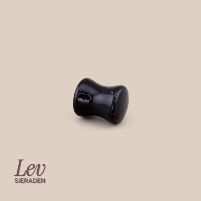 Lev Sieraden - 8mm plug piercing - Zwarte agaat - Zadelfit plug piercing - dubble flare