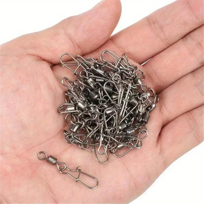 Ensemble de 100 connecteurs de pêche pour équipement de pêche gray