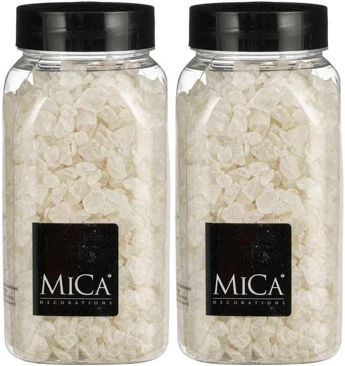 Mica Decorations decoratie steentjes / granulaat - 2x - 650 ml - 4-10 mm - mat wit - siergrind
