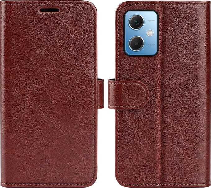 MobyDefend Hoesje - Geschikt voor Xiaomi Redmi Note 12 5G - Wallet Book Case (Sluiting Achterkant) - Bruin