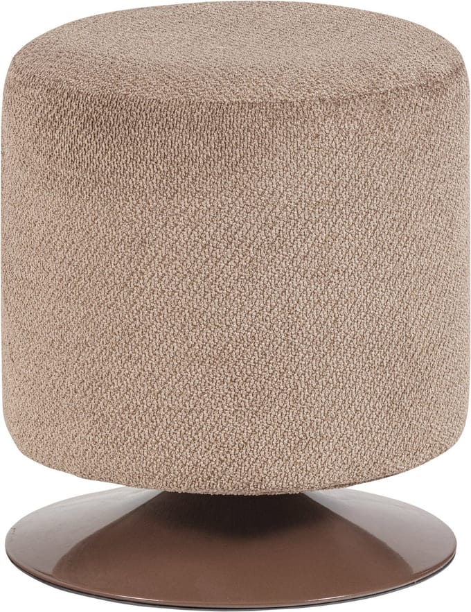 WOOOD Islen Poef Met Draaivoet - Bouclé - Bruin - 47x39x39