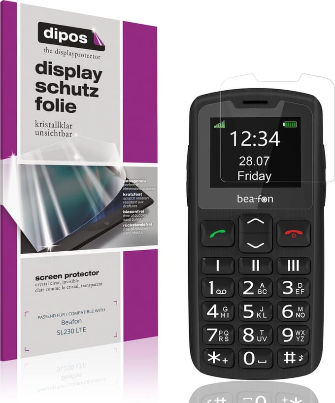 dipos – 4x Beschermfolie geschikt voor Beafon SL230 LTE | Krasbestendige & heldere Screenprotector Ultra-Thin